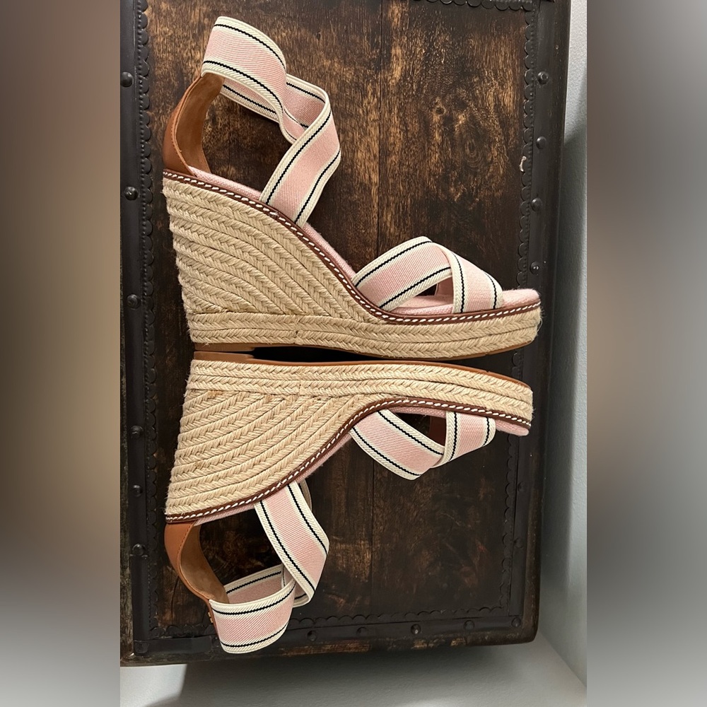 TORY BURCH FRIEDA MID-HEELS ESPADRILLES SANDALS IN BLUSH COLOR SIZE 9.5